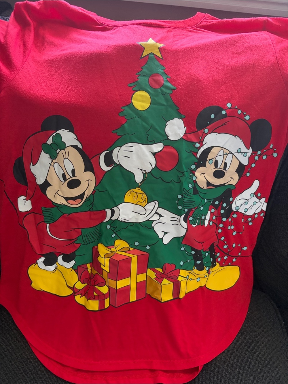 Disney Red Mickey & Minnie Holiday Tree Graphic Tee